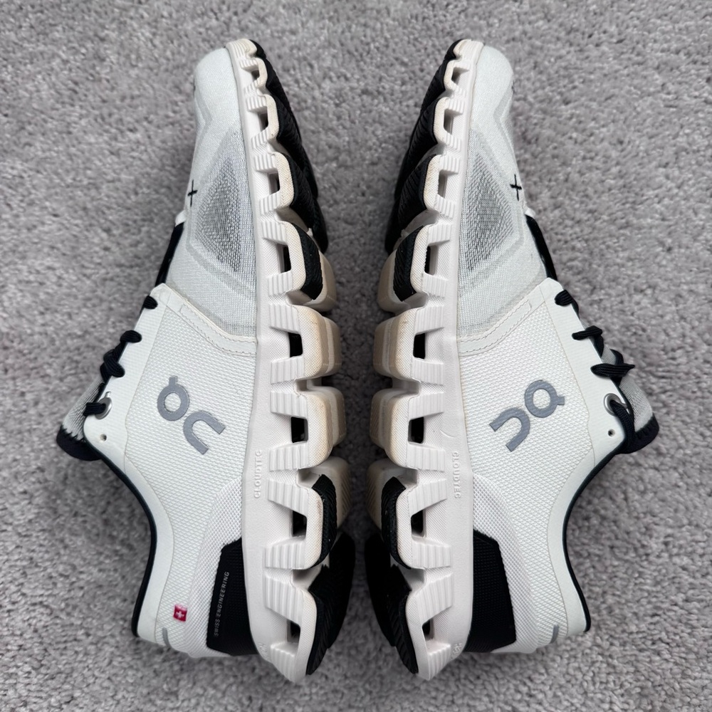 On Running Cloud X White and Black Athletic Sneakers - Picture 11 of 14